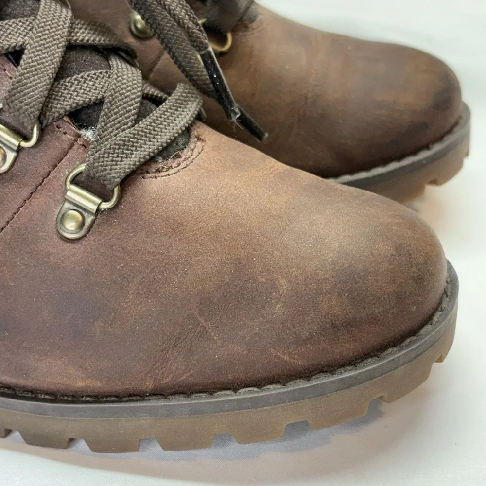 Timberland Boots Womens 7.5 Brown Leather Ellendale Ankle Combat Hiking Lug Sole